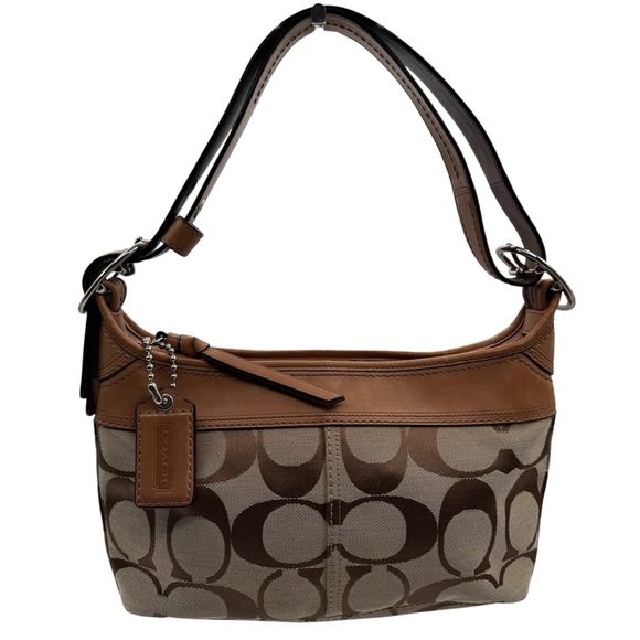 Coach Tan and Brown Signature Shoulder Bag | Very Good Condition - Picture 1 of 13